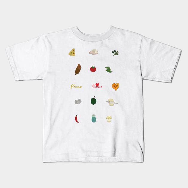 Pizza Ingredients Kids T-Shirt by DiegoCarvalho